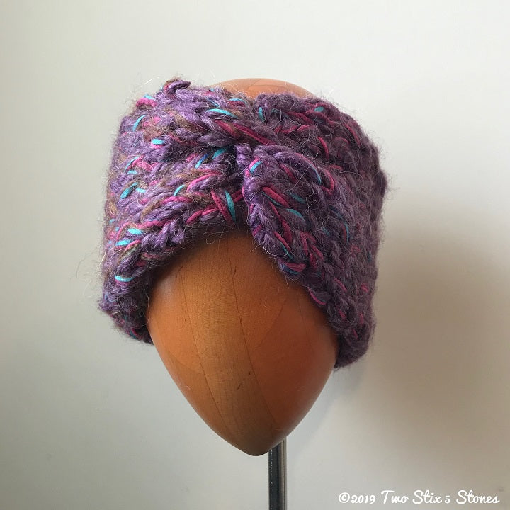 Deep Lavender/Pink/Blue Tweed Turban Headband