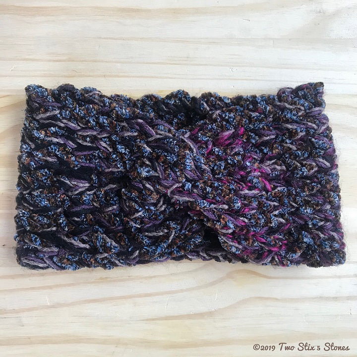 Brown/Purple/Blue/Black Tweed Turban Headband