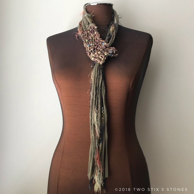 Brown & Green Toned Adjustable Scarf