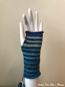 Blue Tweed Fingerless Gloves