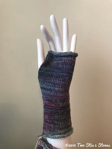 Purple & Blue Tweed Fingerless Gloves