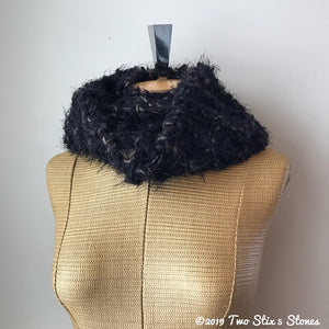 Black & Brown Tweed Infinity Scarf