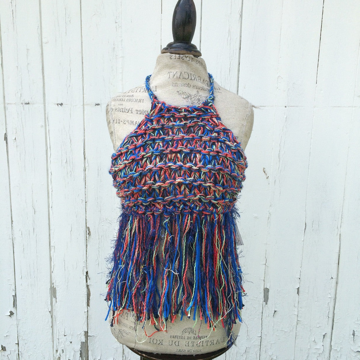 Blue Tweed Halter w/Fringe