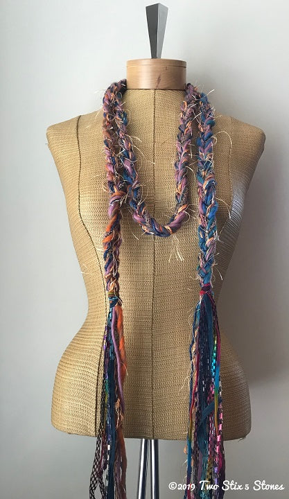 Lavender/Blue/Orange Tweed Decorative Scarf/Belt