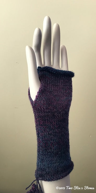 Green & Wine Tweed Fingerless Gloves