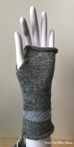 Grey w/Metallic Accents Fingerless Gloves