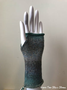 Turquoise Tweed Fingerless Gloves