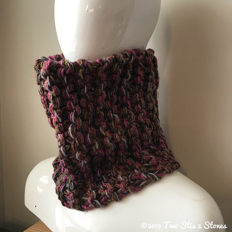 Brown & Magenta Tweed Cowl/Neckwarmer