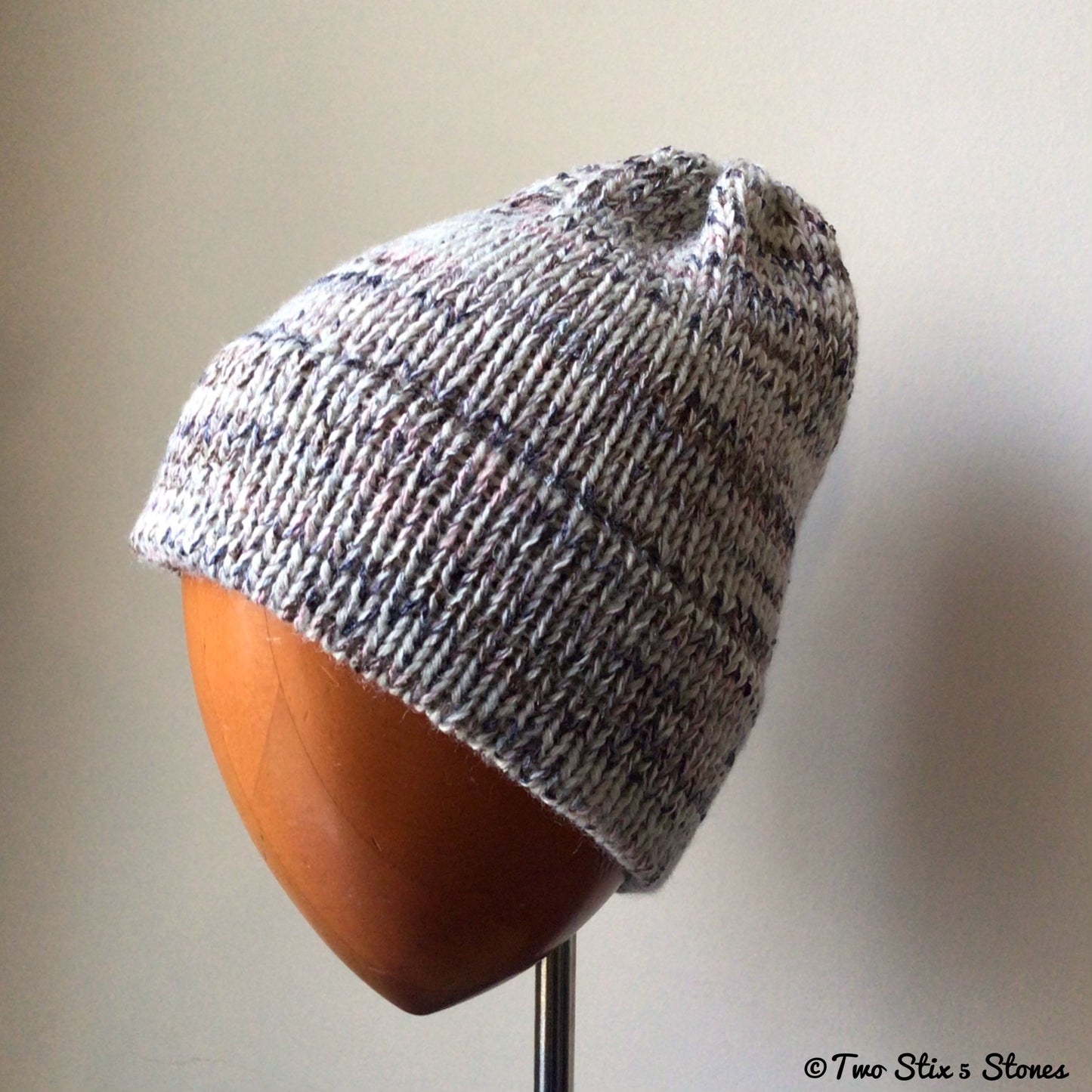 Pale Grey Tweed Knit Beanie