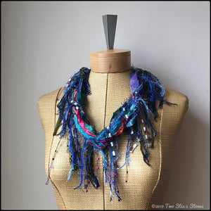Blue/Green/Red Tone *Funk Chic* Fiber Necklace