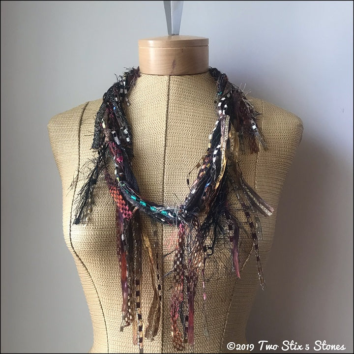 Brown Toned Fiber Necklace