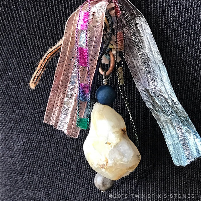 Pastel Tweed Fiber Necklace w/Stones (FCN004)