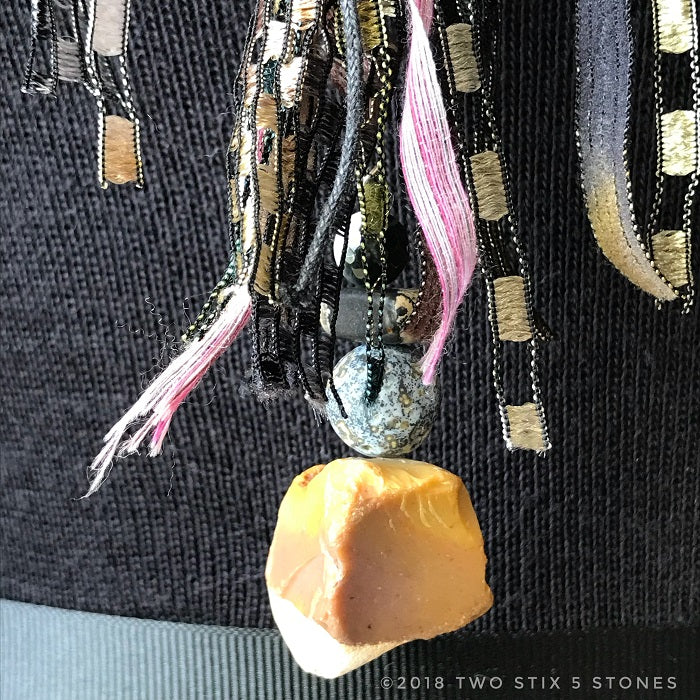 Brown Tweed Fiber Necklace w/Stones (FCN026)