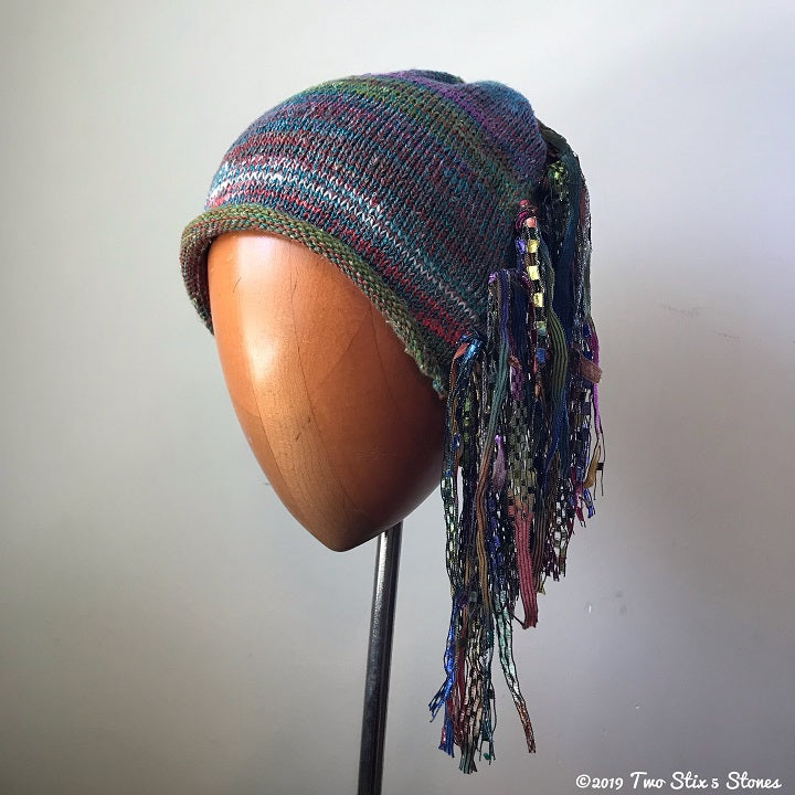 Deep Lavender & Green Tone Tweed Signature *Funky Chic Hat*
