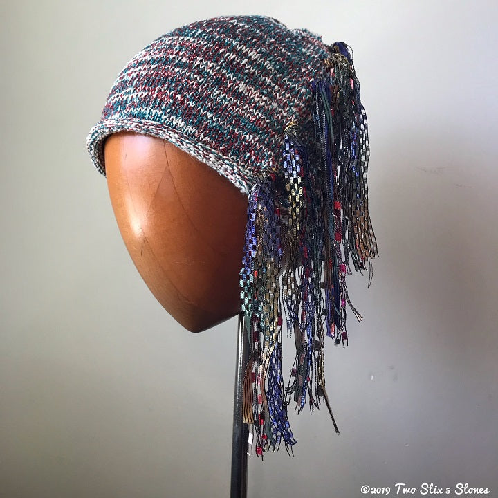 Cream/Red/Turquoise Tweed Signature *Funky Chic Hat*