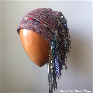 Red Tweed Signature *Funky Chic Hat* w/multi-color Stripe