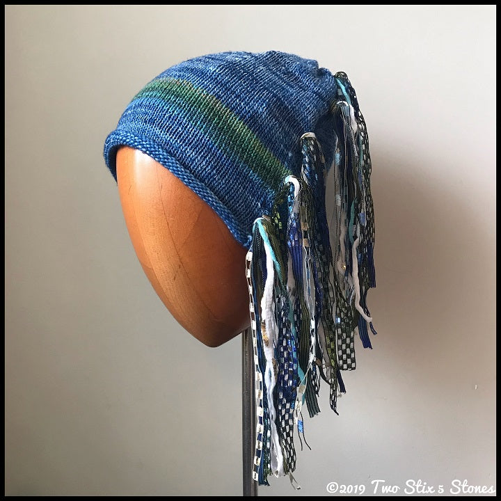 Blue Tweed w/Stripe Signature Funky Chic Hat