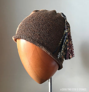 Brown Tweed Tassel Hat