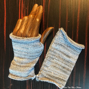 Grey & Lavender Tweed Fingerless Gloves