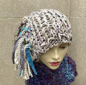 Natural Pink Tweed Funky Chic Hat (FH1)