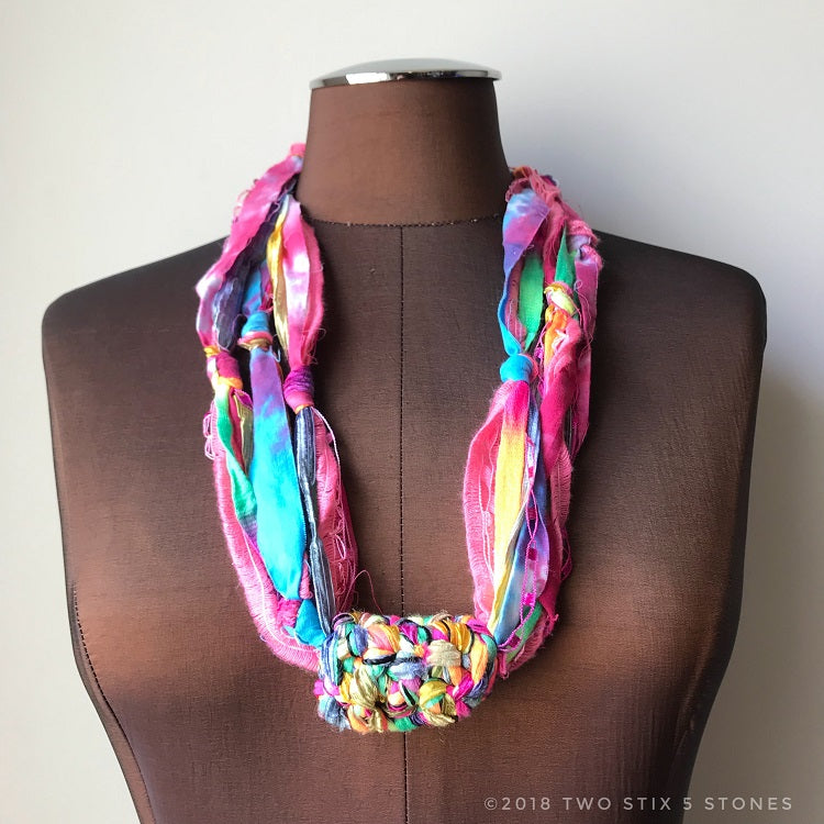 Colorful Fiber Necklace w/Band