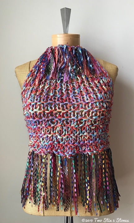 Red/Blue/Green Tweed Halter Top