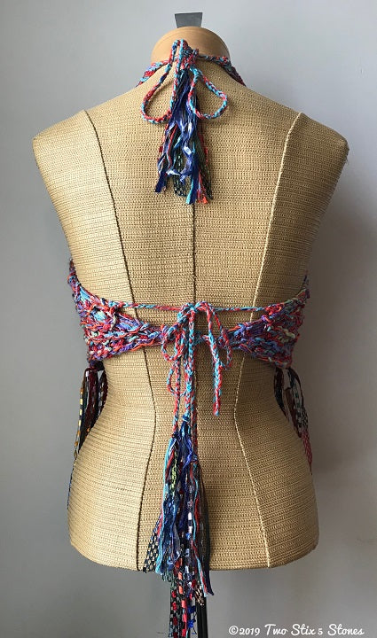 Red/Blue/Green Tweed Halter Top