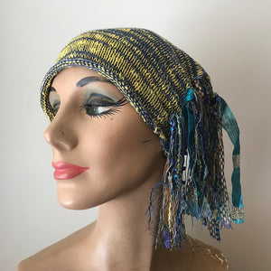 Blue & Yellow Tweed *Funky Chic Hat* (FH63)