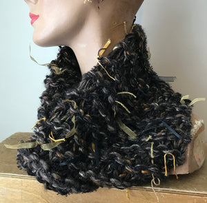 Chocolate Brown Tweed Neck Warmer w/Metallic Accents (NW06)
