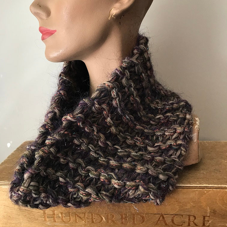 Brown Tweed Neck Warmer w/Metallic Accents, (NW08)
