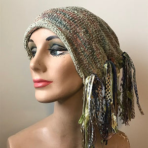 Variegated Green & Gold Tweed *Funky Chic Hat* (FH73)
