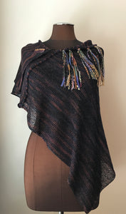 Black & Purple Tweed Fine Knit Shawl (SH710)