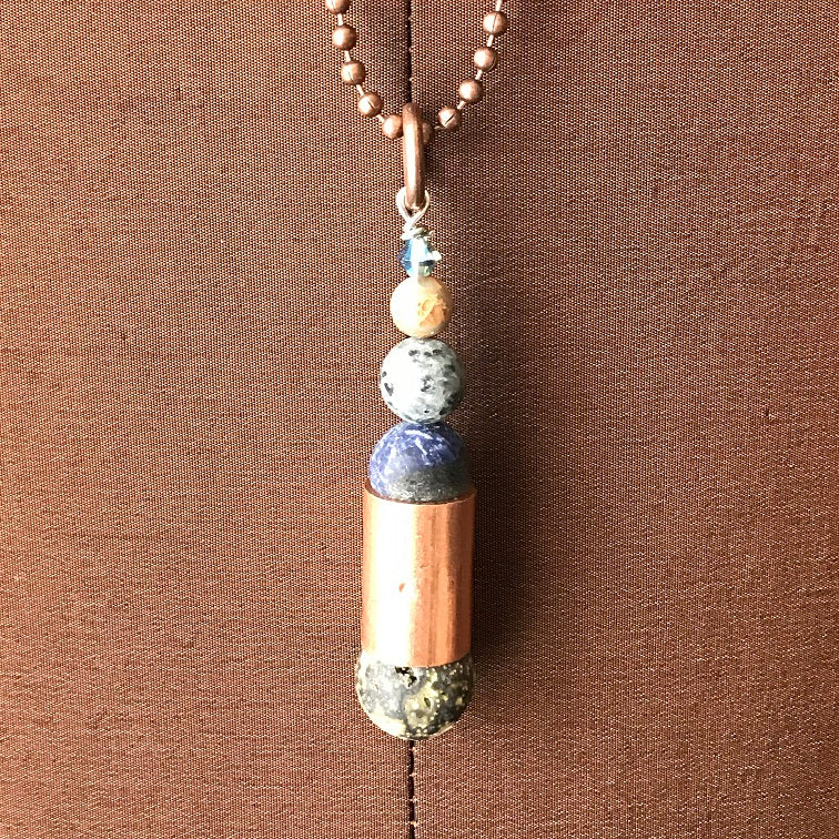 Semi-Precious Stone Necklace w/Metal Chain, (MN09)