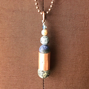 Semi-Precious Stone Necklace w/Metal Chain, (MN09)