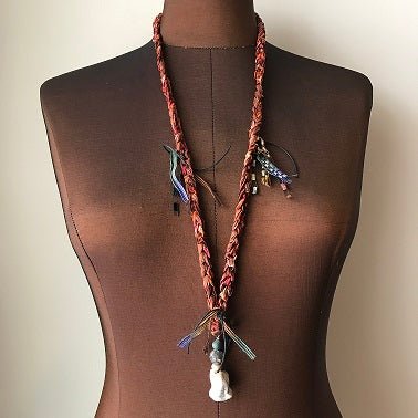 Fiber Necklace w/Stones, (NS01)