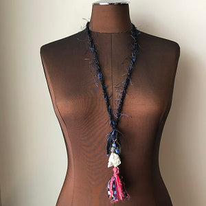 Fiber Necklace w/Stones, (NS04)