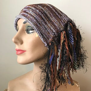 Lavender & Brown Tweed, Funky Chic Hat, (FH89)