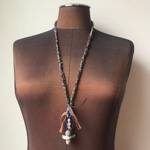 Fiber Necklace w/Stones, (NF36)