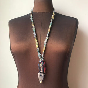 Fiber Necklace w/Stones, (NF35)