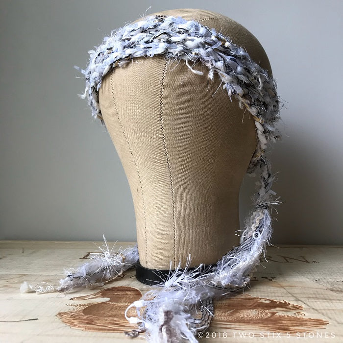 White Tweed w/Metallic Accents Scarf/Belt/Headband