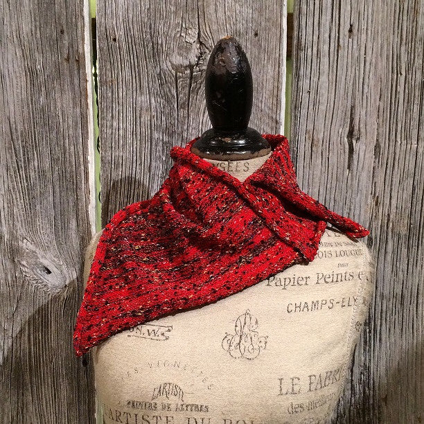 Red Tweed Fine Knit Shawlette