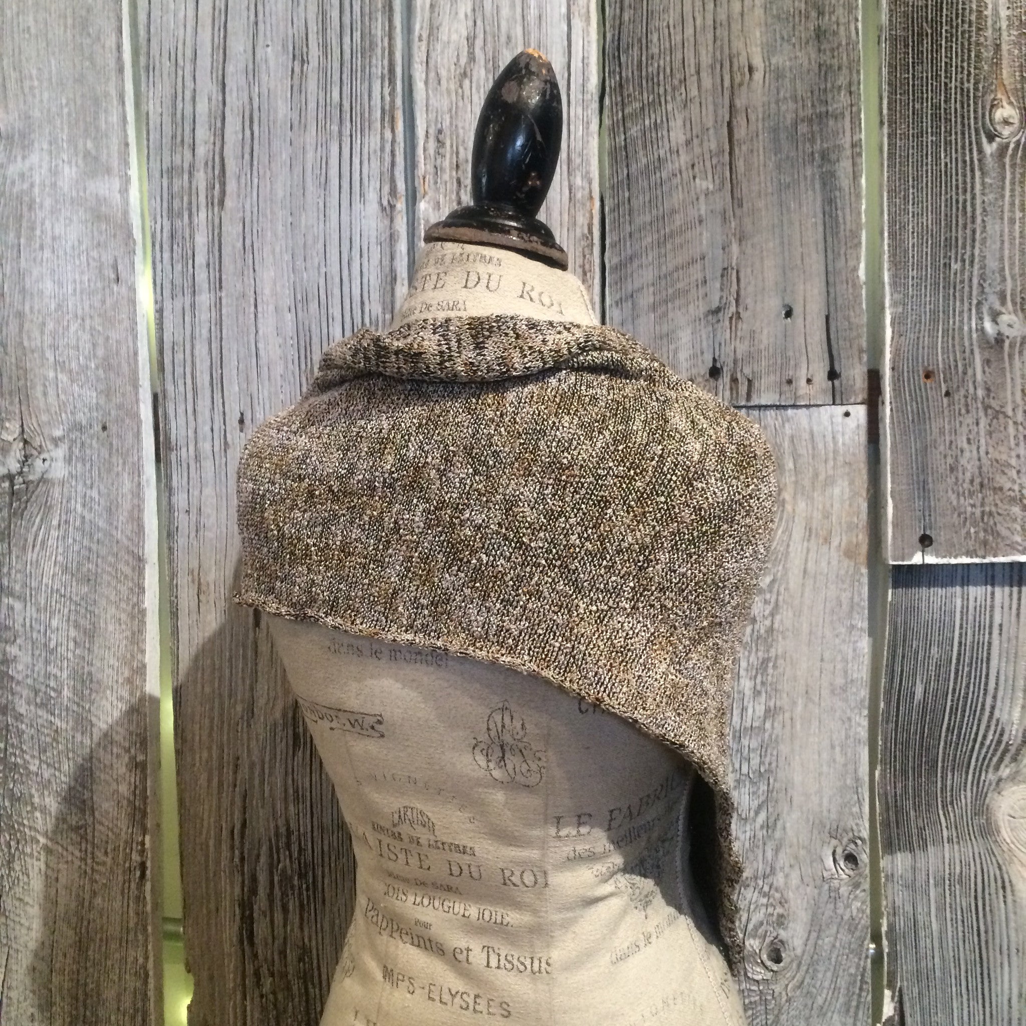 Grey Tweed Fine Knit Shawl w/Ceramic Button