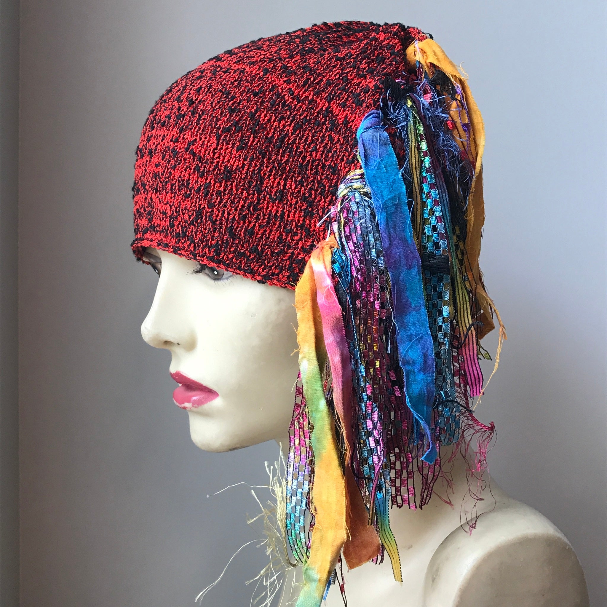 Red Tweed Funky Chic Hat, (FH17)