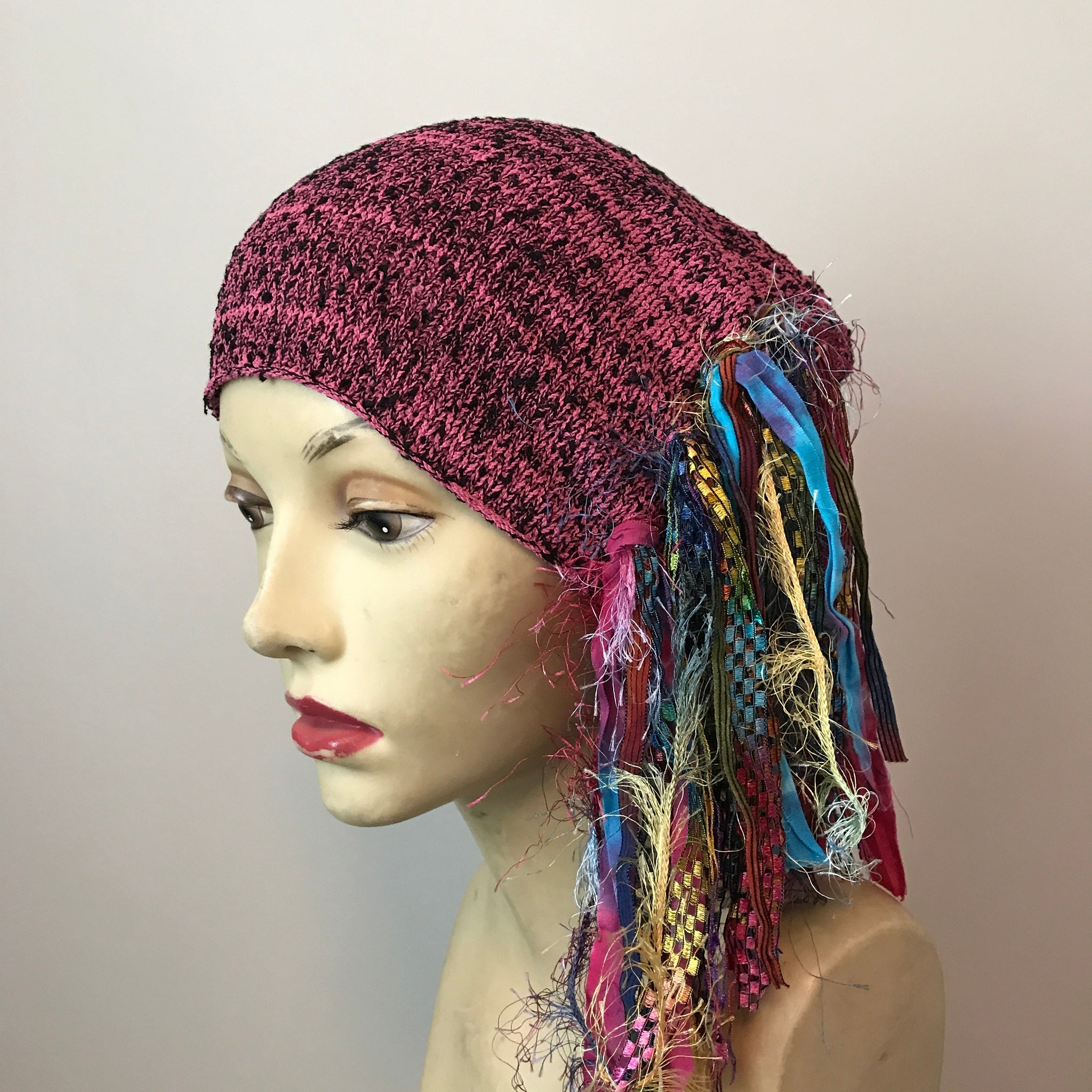 Pink & Black Tweed Funky Chic Hat, (FH30)