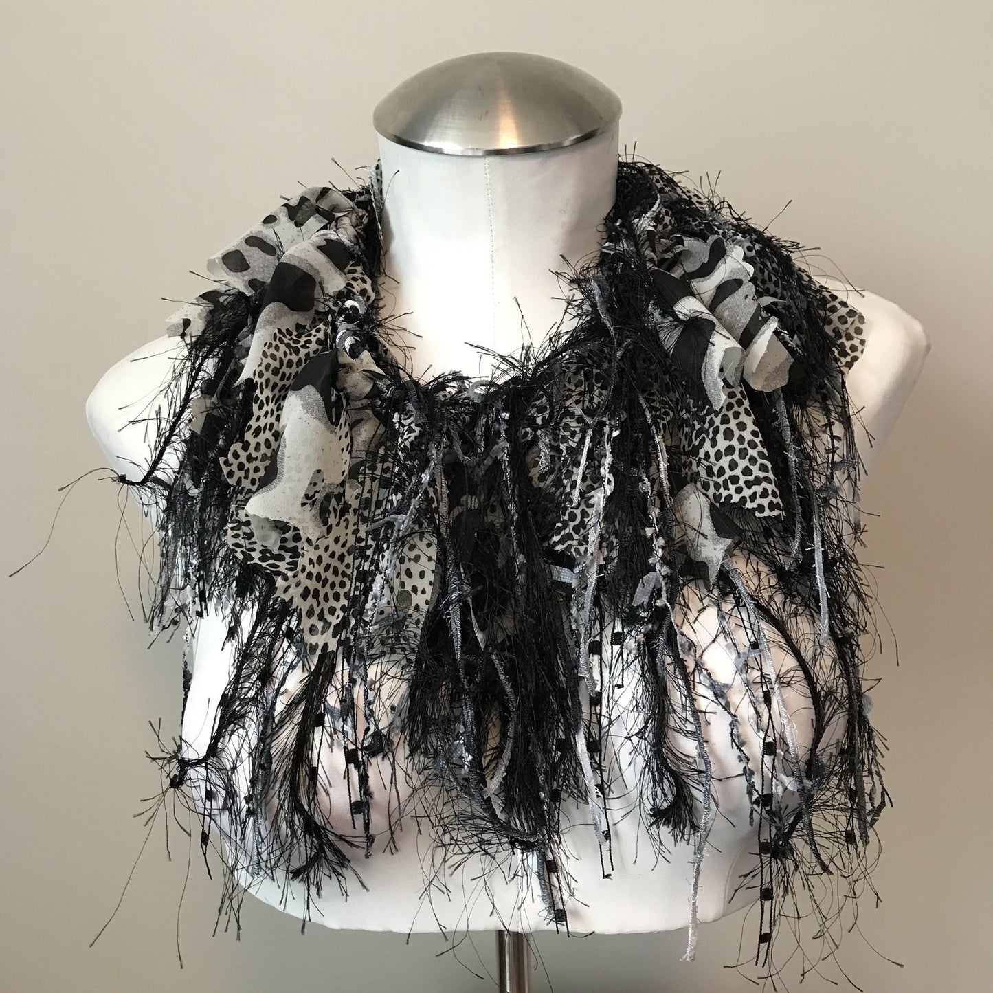 Black/White/Grey Exotic Scarf, (ES08)