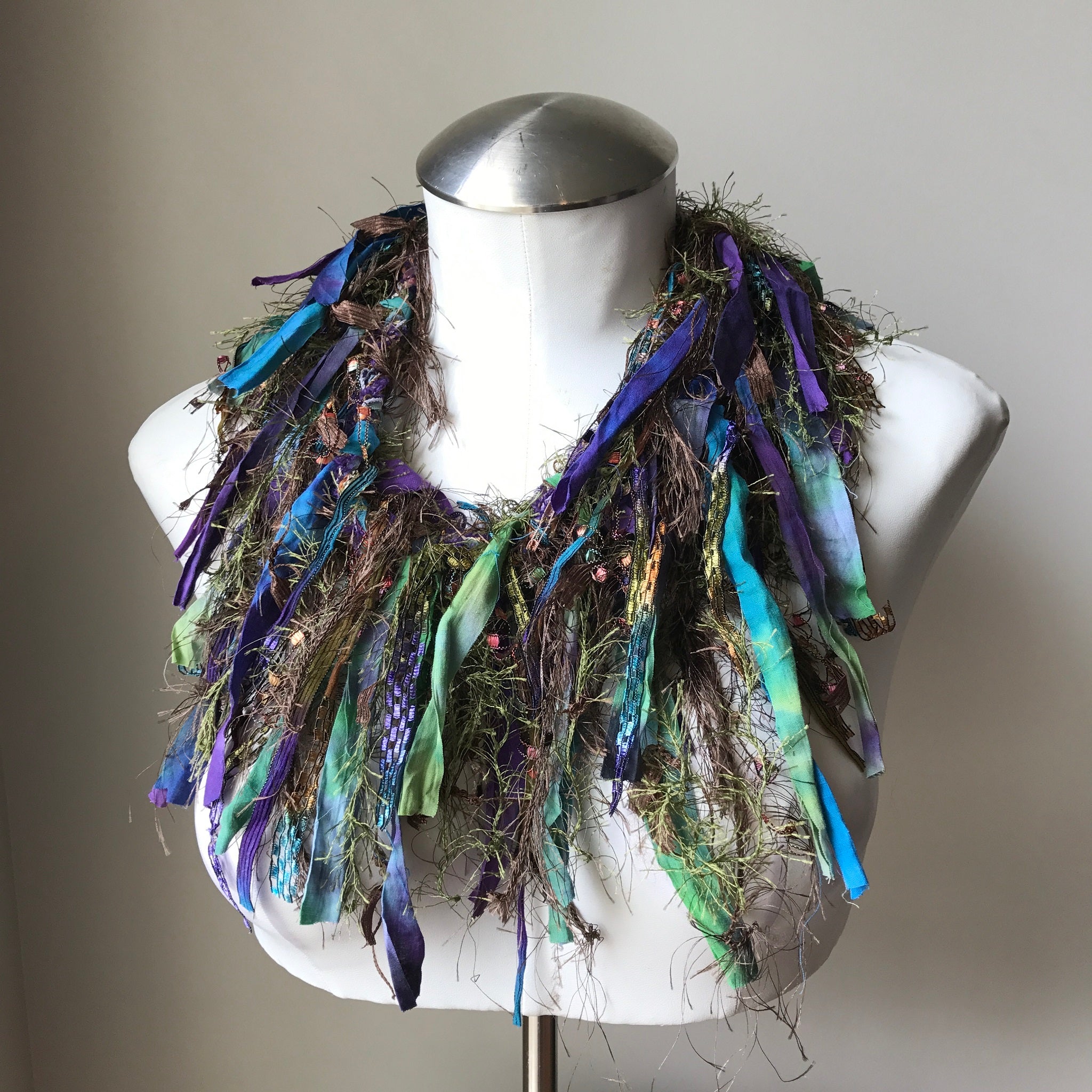 Brown, Green, Purple Toned Exotic Scarf, (ES16)