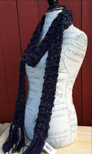 Luxe Purple Tweed Scarf w/Fringe