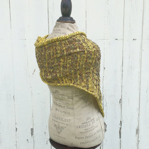 Mustard Tweed Fine Knit Shawl