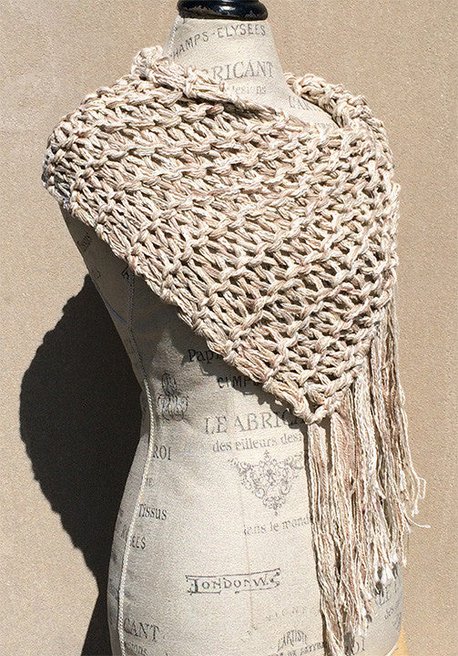 Oatmeal Tweed Fringe Shawl