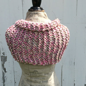 Pink Tweed Shawl w/Button